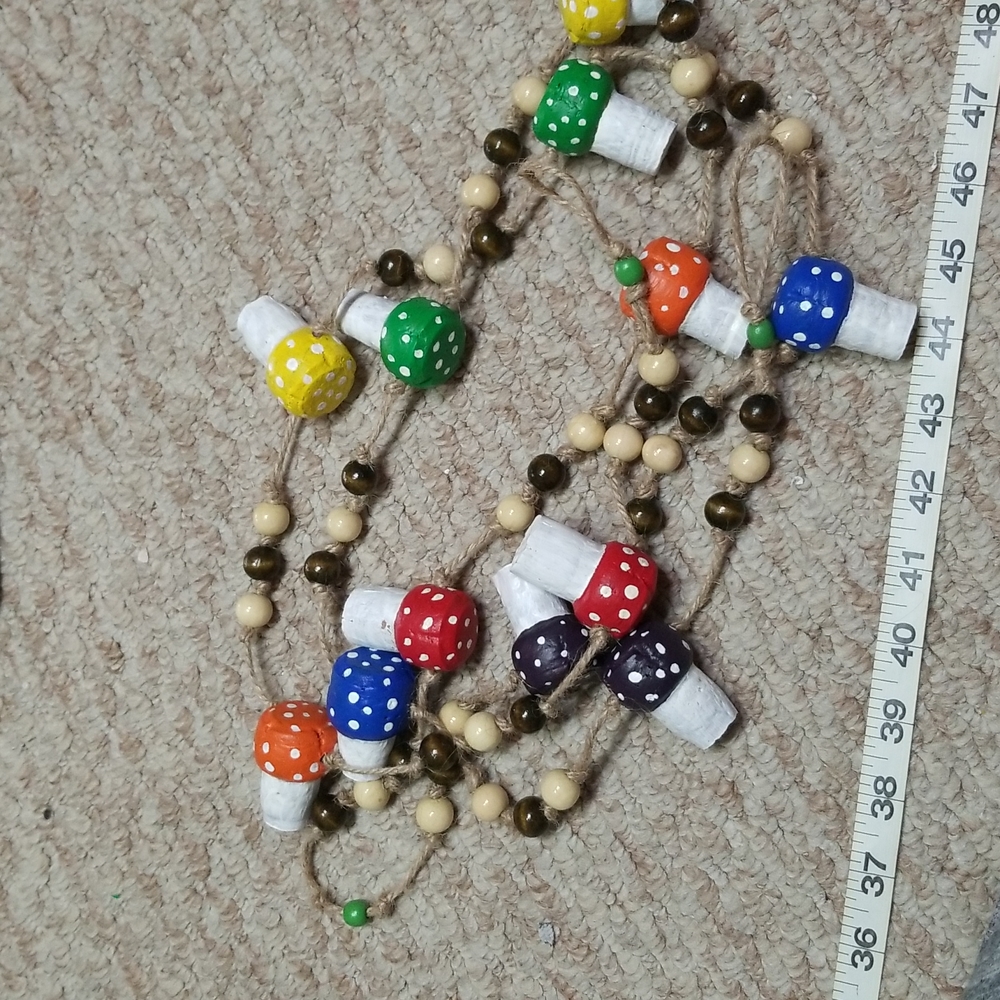 Hand Crafted chair Cork Rainbow Toadstools Garland 92"